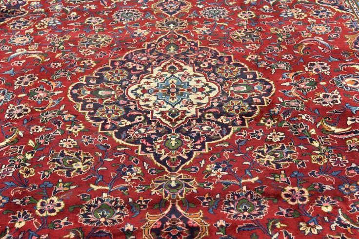 Detail image of 9' 6 x 12' 9 Hand Knotted Kashan Persian Wool Rug