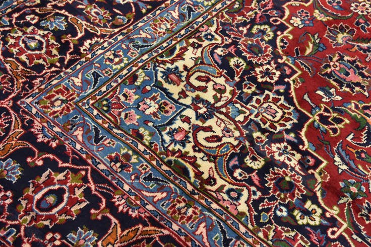 Detail image of 9' 6 x 12' 9 Hand Knotted Kashan Persian Wool Rug