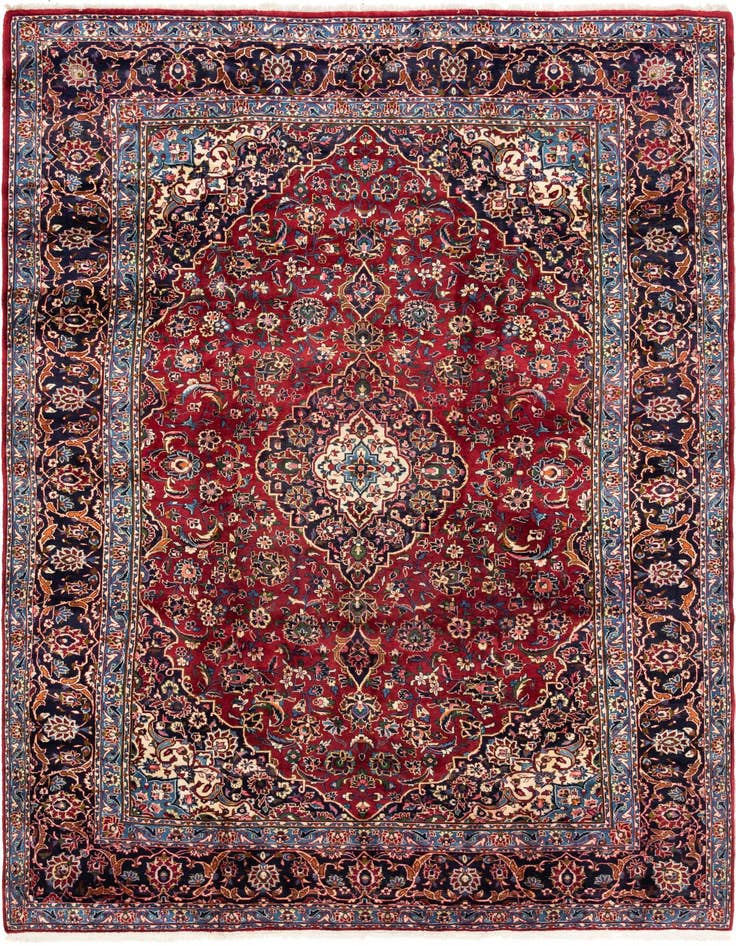 Detail image of 9' 6 x 12' 9 Hand Knotted Kashan Persian Wool Rug