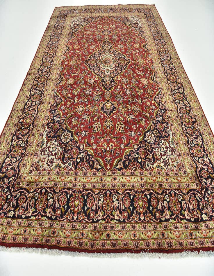 Detail image of 9' 9 x 13' 5  Hand Knotted Kashan Persian Wool Rug