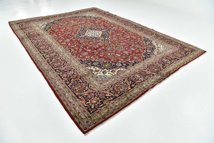 Detail image of 9' 8 x 12' 10 Hand Knotted Kashan Persian Wool Rug