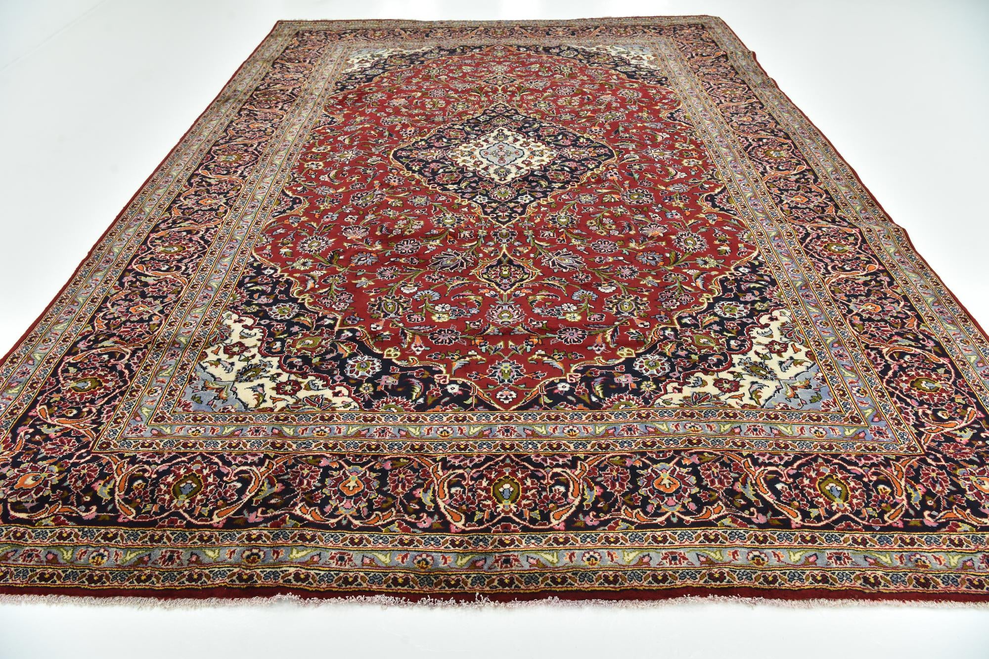 9' 8 x 12' 10 Hand Knotted Kashan Persian Wool Rug
