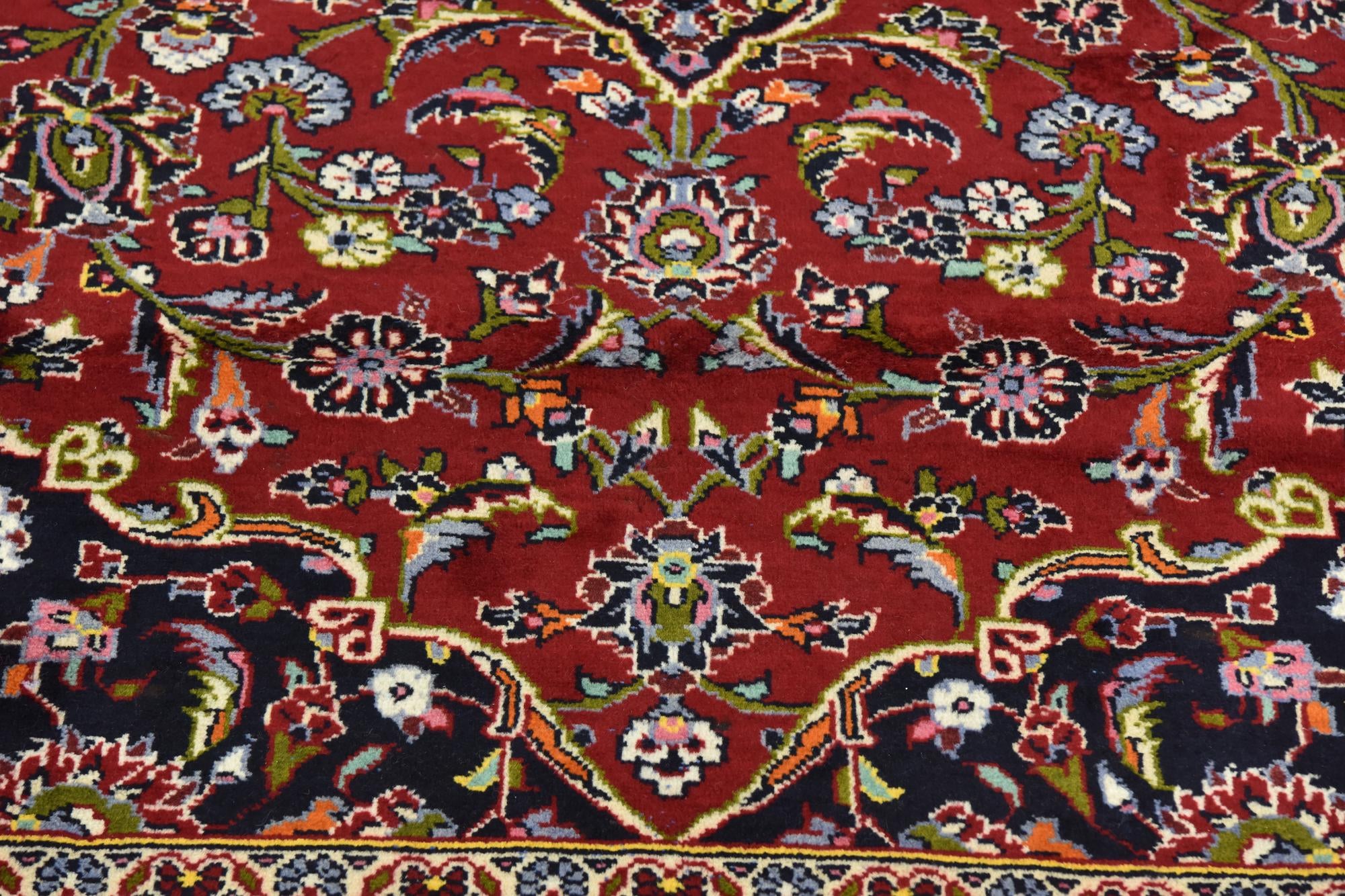 9' 8 x 12' 10 Hand Knotted Kashan Persian Wool Rug