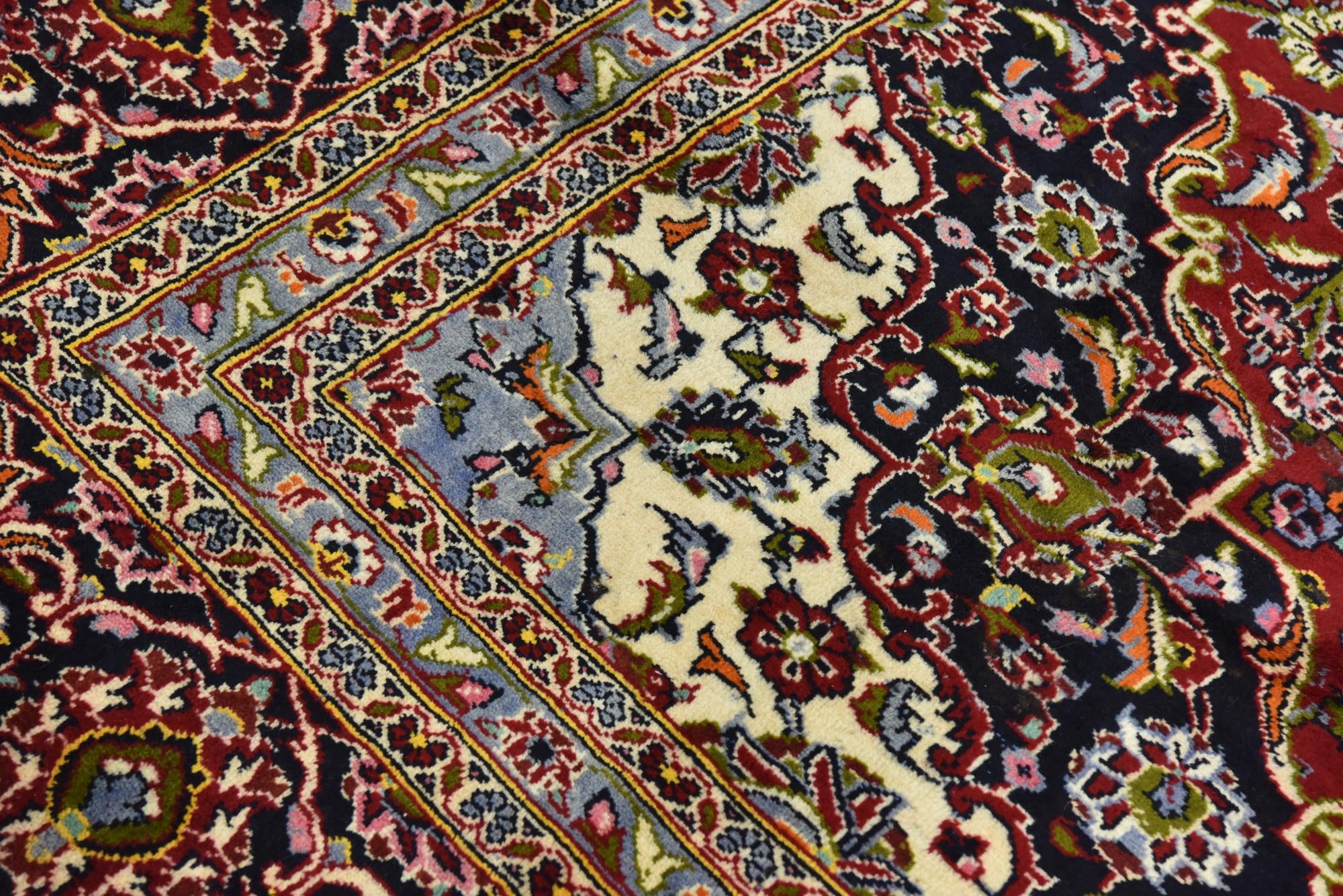 9' 8 x 12' 10 Hand Knotted Kashan Persian Wool Rug