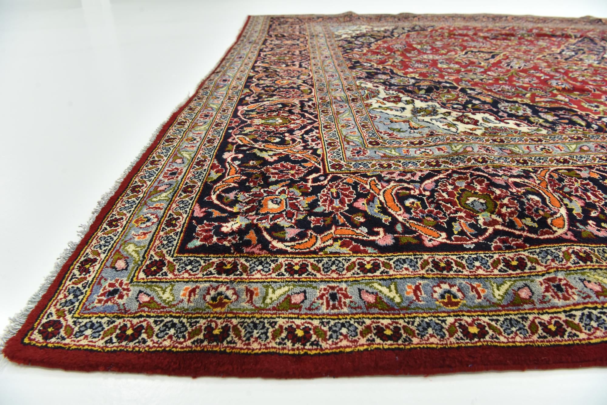 9' 8 x 12' 10 Hand Knotted Kashan Persian Wool Rug