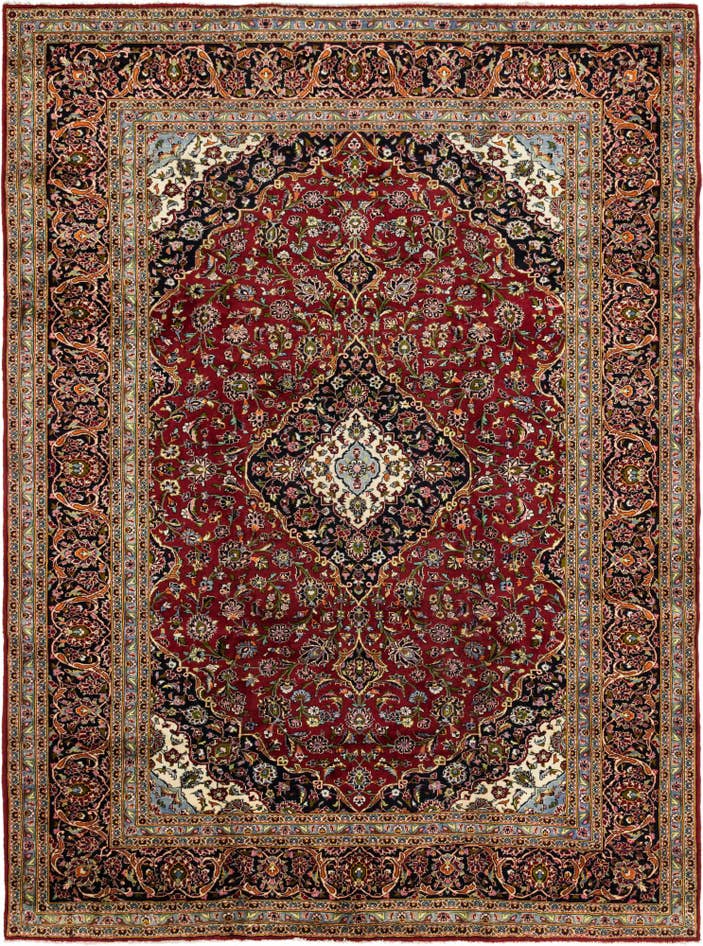 Detail image of 9' 8 x 12' 10 Hand Knotted Kashan Persian Wool Rug