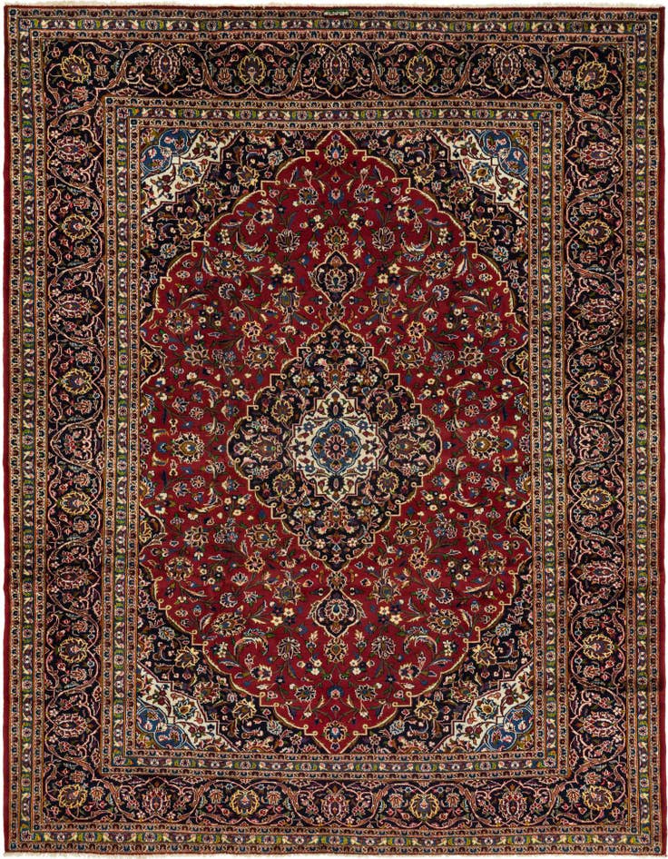 Detail image of 9' 10 x 12' 10 Hand Knotted Kashan Persian Wool Rug