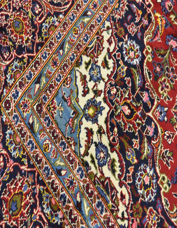 Detail image of 9' 5 x 13' 2  Hand Knotted Kashan Persian Wool Rug