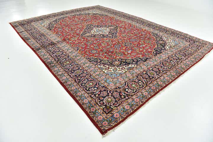 9' 9 x 13' 1 Hand Knotted Kashan Persian Wool Rug