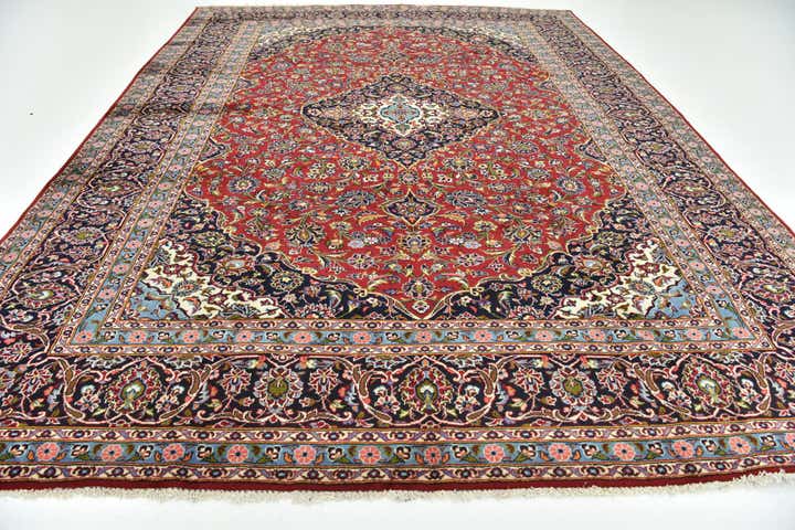 9' 9 x 13' 1 Hand Knotted Kashan Persian Wool Rug