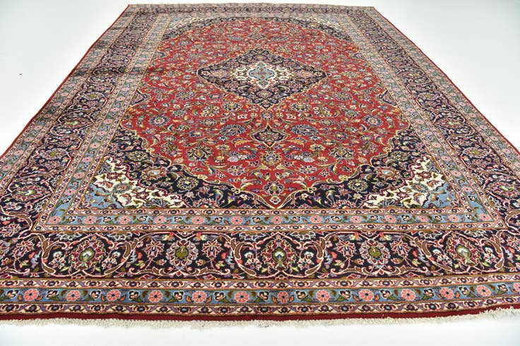 Detail image of 9' 9 x 13' 1 Hand Knotted Kashan Persian Wool Rug