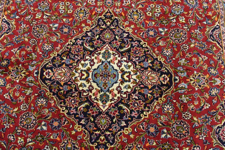Detail image of 9' 9 x 13' 1 Hand Knotted Kashan Persian Wool Rug