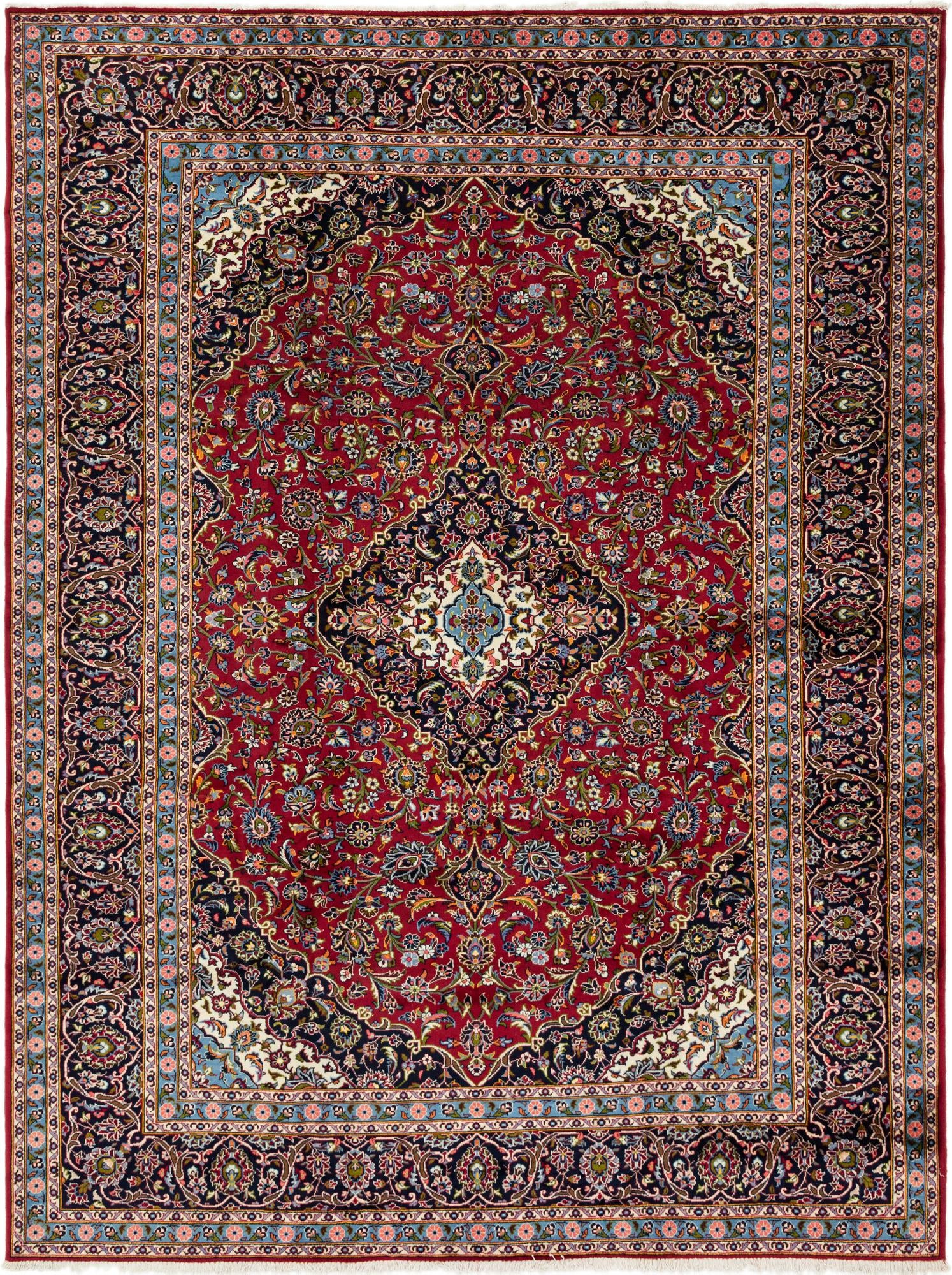 9' 9 x 13' 1 Hand Knotted Kashan Persian Wool Rug