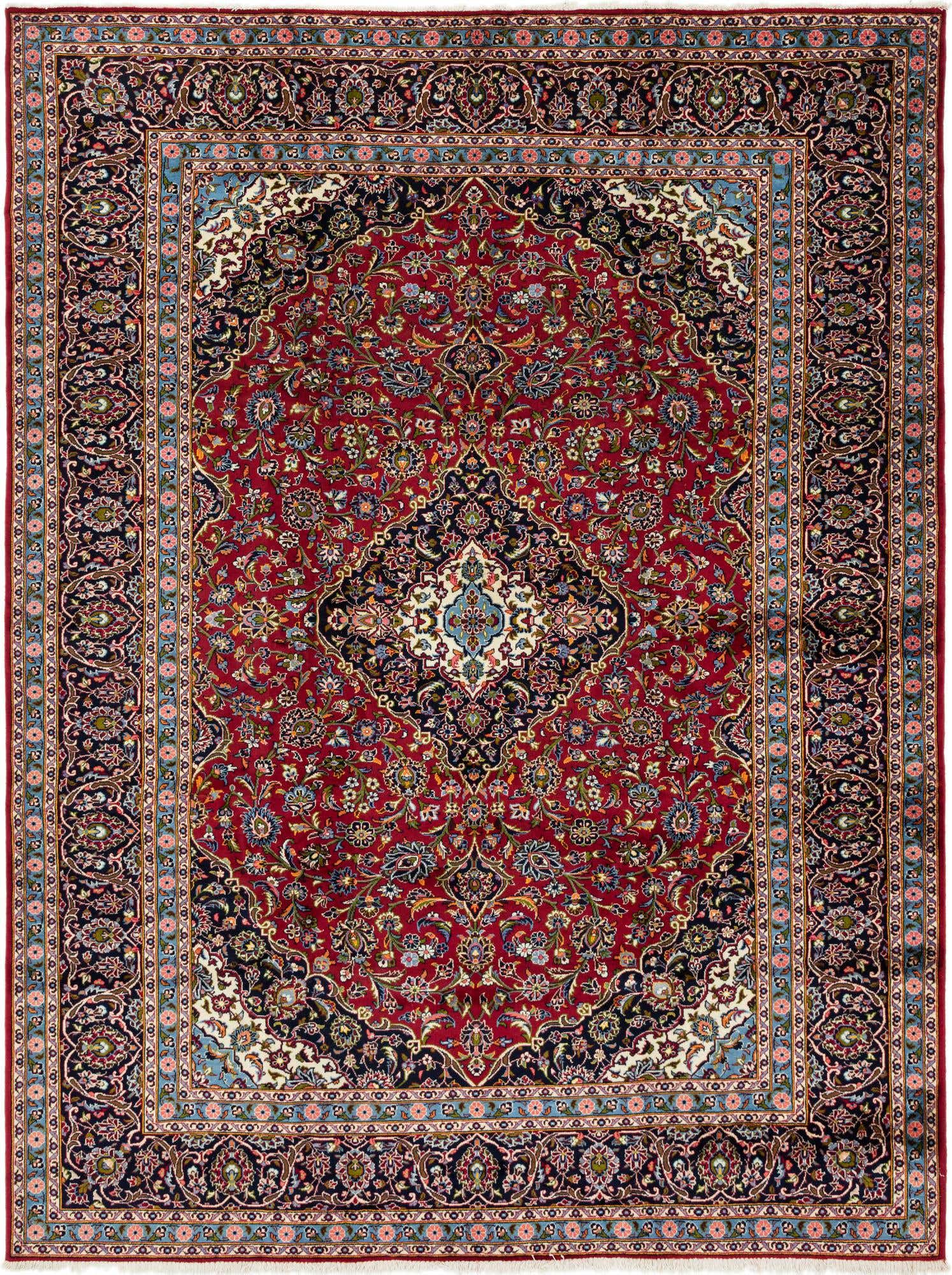 9' 9 x 13' 1 Hand Knotted Kashan Persian Wool Rug