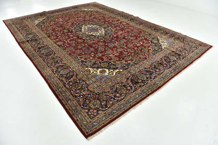 10' x 13' 5 Hand Knotted Kashan Persian Wool Rug