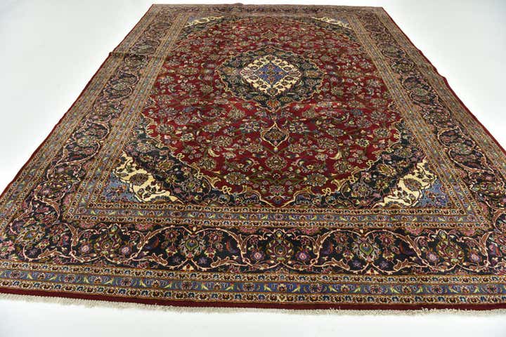 10' x 13' 5 Hand Knotted Kashan Persian Wool Rug