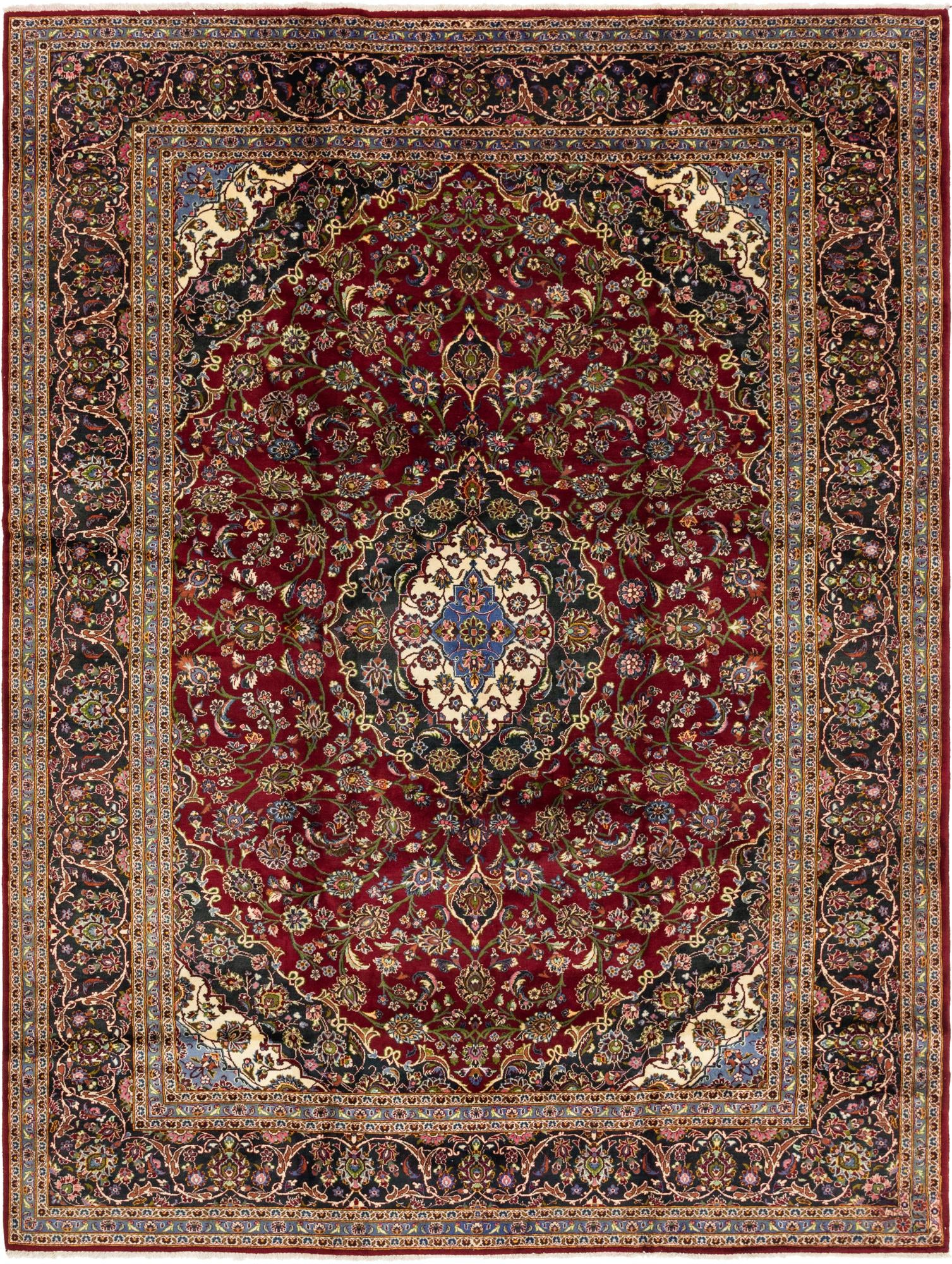 10' x 13' 5 Hand Knotted Kashan Persian Wool Rug