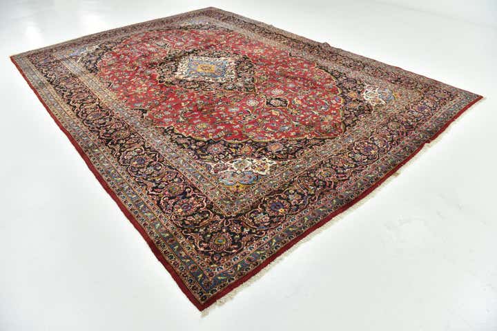 9' 8 x 13' 6 Hand Knotted Kashan Persian Wool Rug