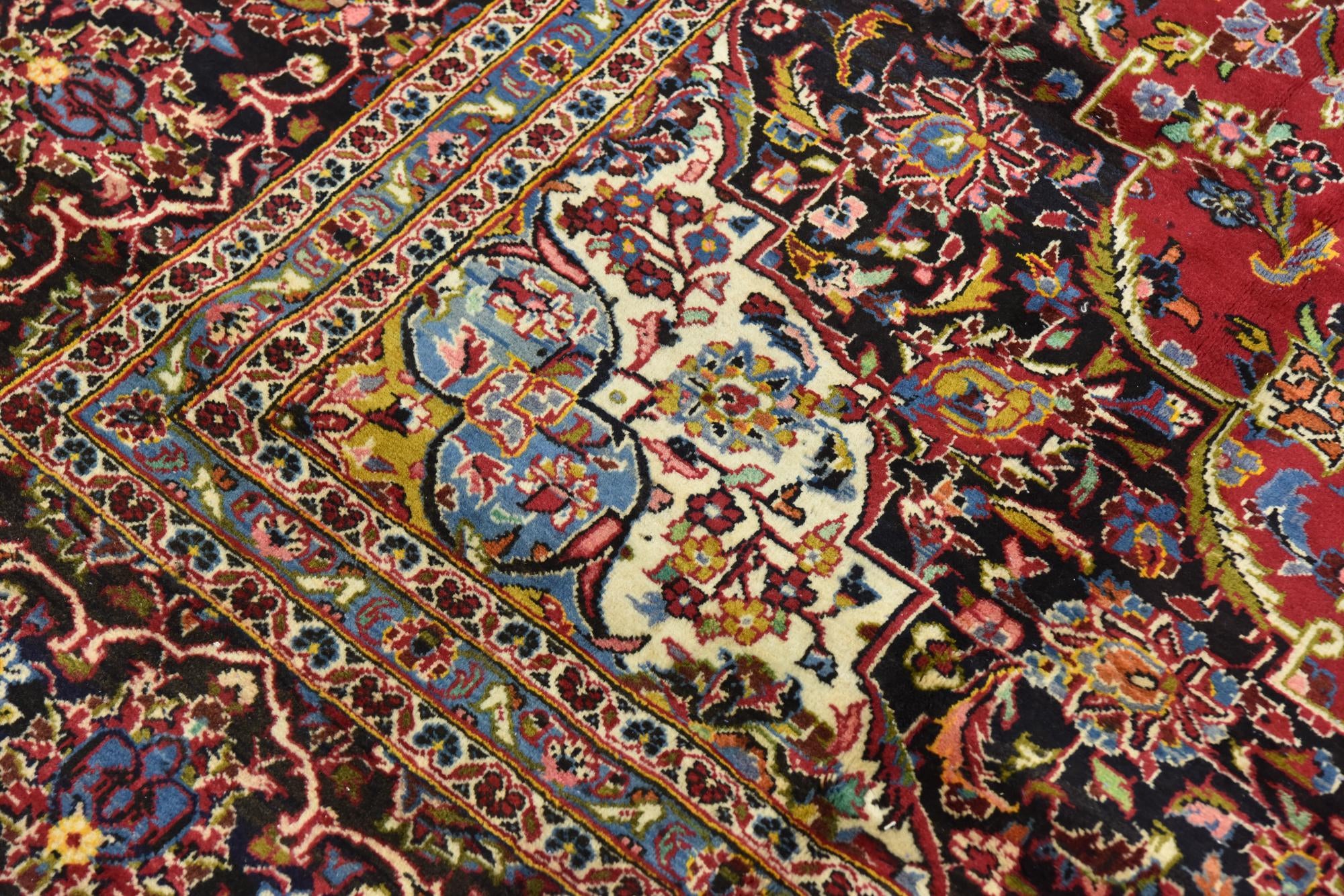 9' 8 x 13' 6 Hand Knotted Kashan Persian Wool Rug