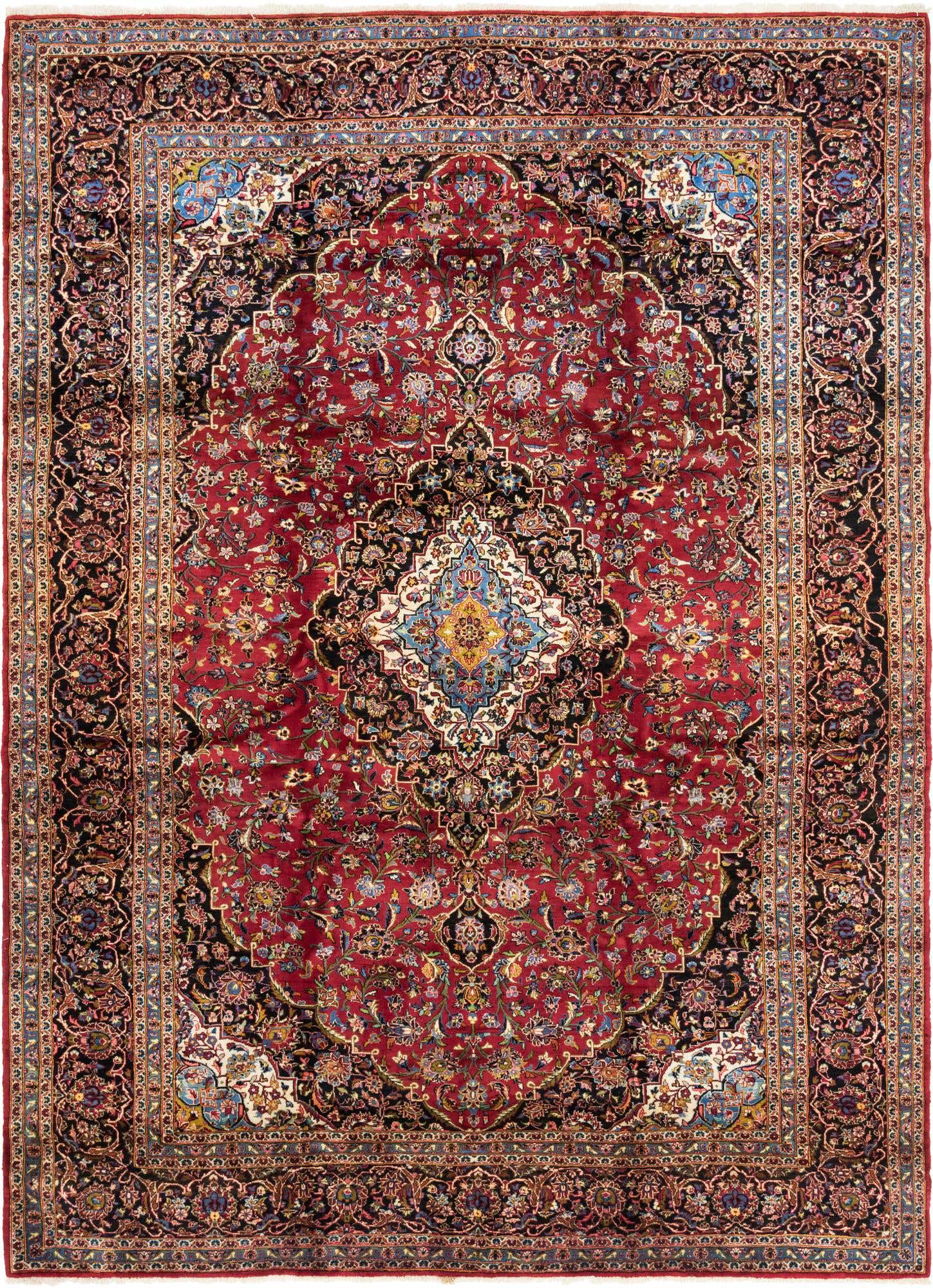 9' 8 x 13' 6 Hand Knotted Kashan Persian Wool Rug