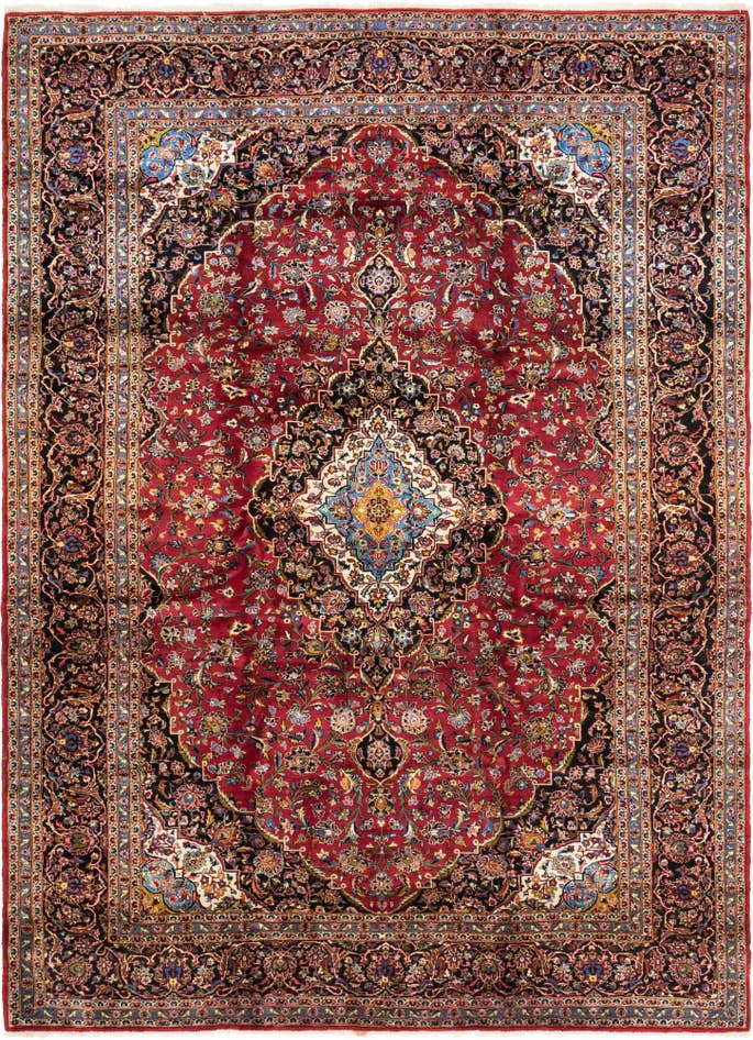 Detail image of 9' 8 x 13' 6 Hand Knotted Kashan Persian Wool Rug