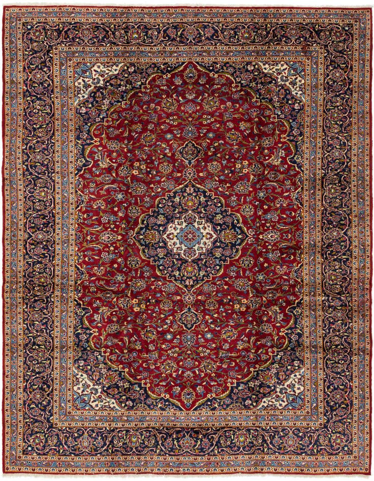 Detail image of 9' 10 x 13' 1 Hand Knotted Kashan Persian Wool Rug