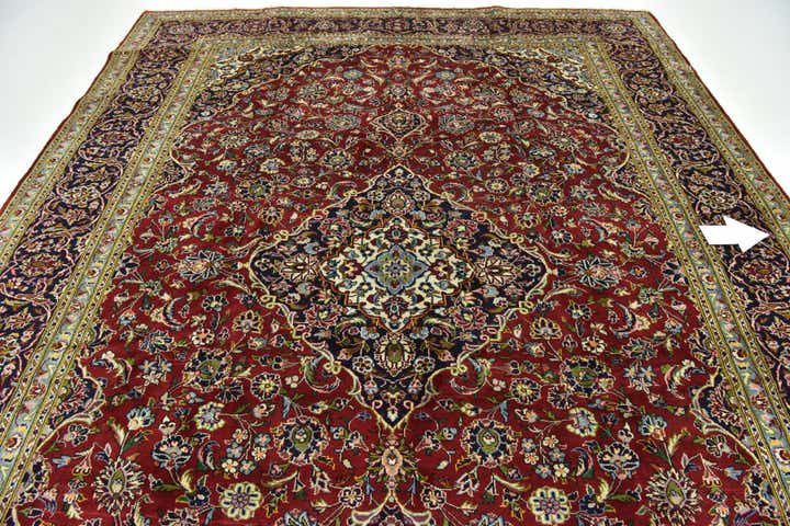 9' 7 x 12' 9 Hand Knotted Kashan Persian Wool Rug