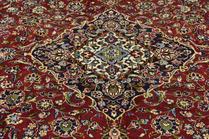 9' 7 x 12' 9 Hand Knotted Kashan Persian Wool Rug