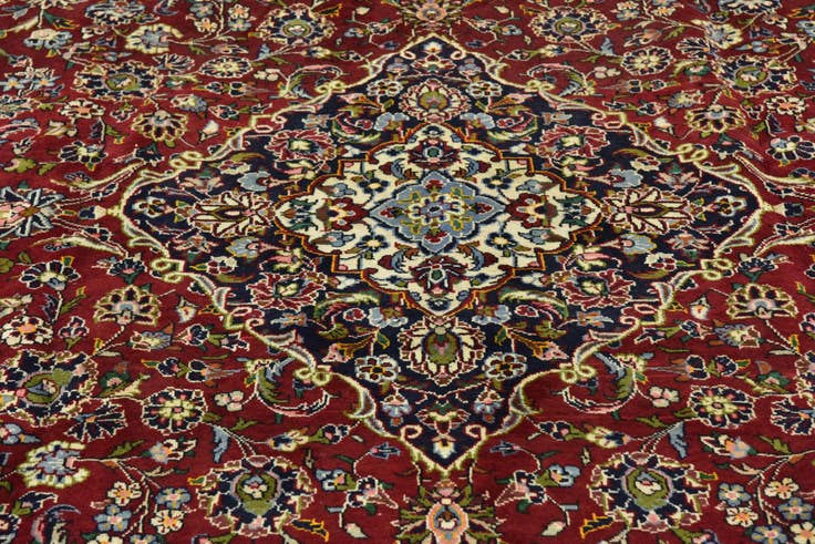 Detail image of 9' 7 x 12' 9 Hand Knotted Kashan Persian Wool Rug