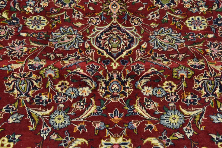 Detail image of 9' 7 x 12' 9 Hand Knotted Kashan Persian Wool Rug
