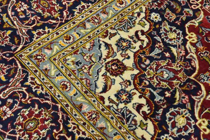 9' 7 x 12' 9 Hand Knotted Kashan Persian Wool Rug