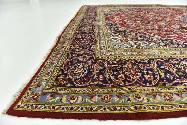 9' 7 x 12' 9 Hand Knotted Kashan Persian Wool Rug