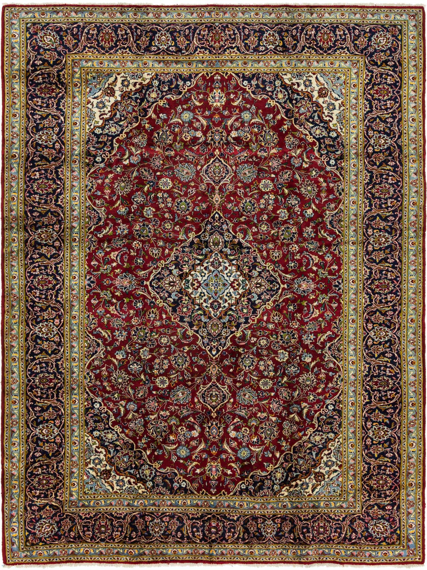 9' 7 x 12' 9 Hand Knotted Kashan Persian Wool Rug