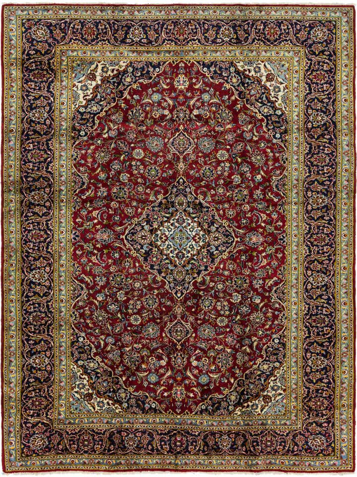 9' 7 x 12' 9 Hand Knotted Kashan Persian Wool Rug