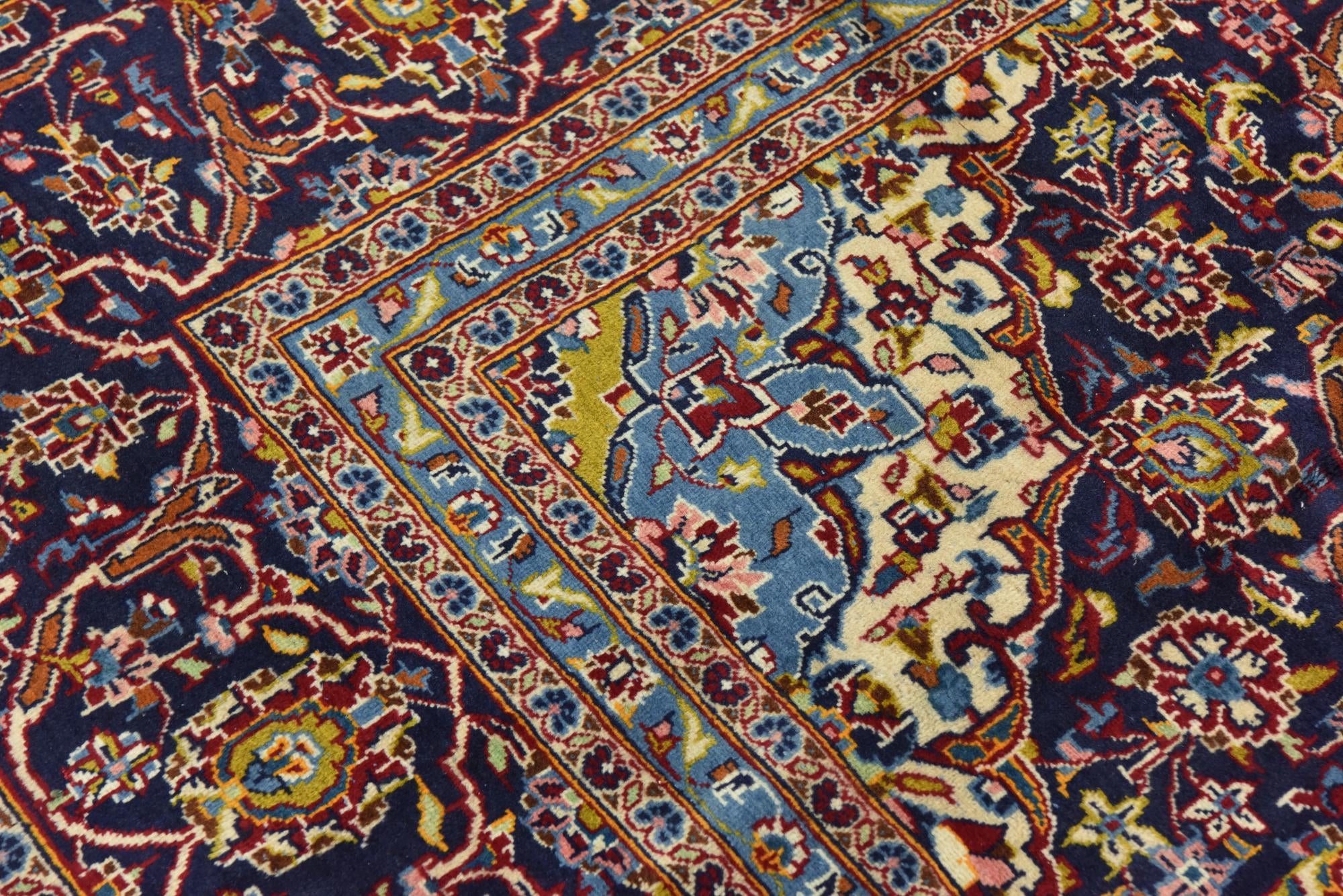 9' 7 x 12' 10 Hand Knotted Kashan Persian Wool Rug