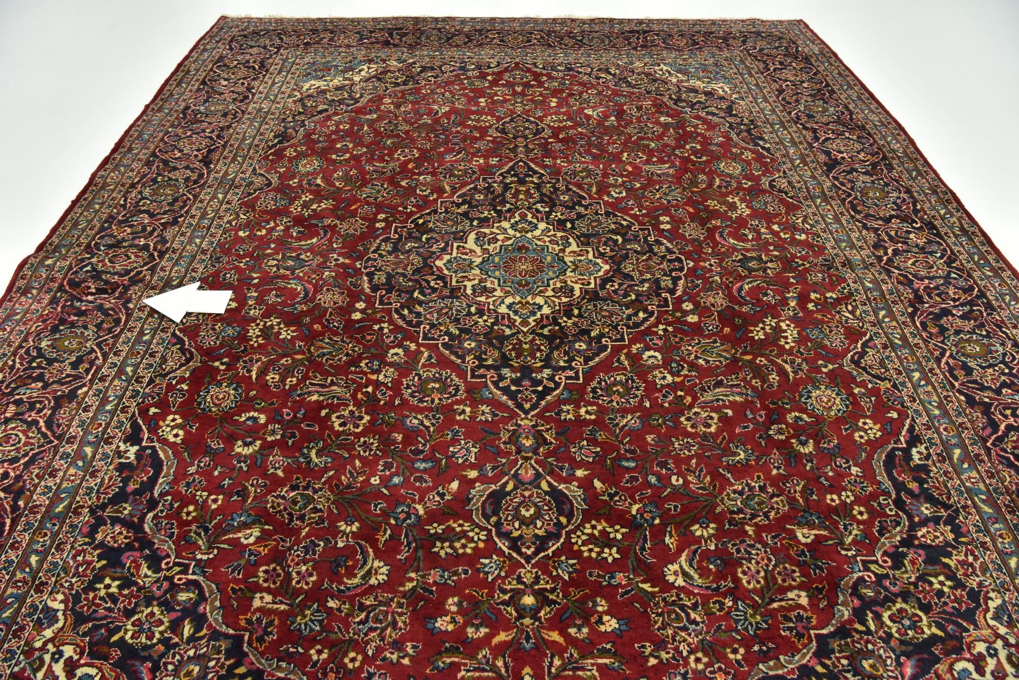9' 8 x 12' 10 Hand Knotted Kashan Persian Wool Rug
