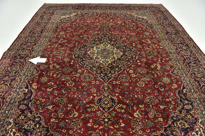 9' 8 x 12' 10 Hand Knotted Kashan Persian Wool Rug