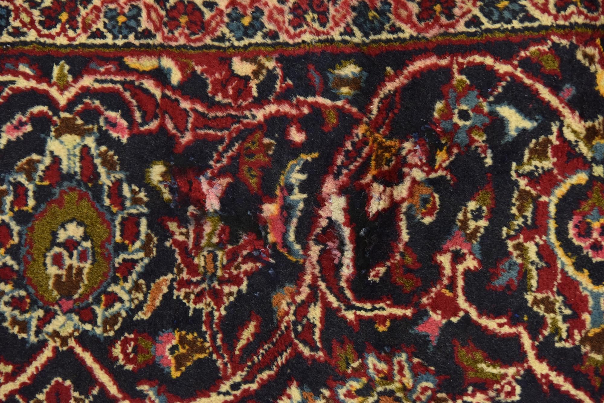 9' 8 x 12' 10 Hand Knotted Kashan Persian Wool Rug