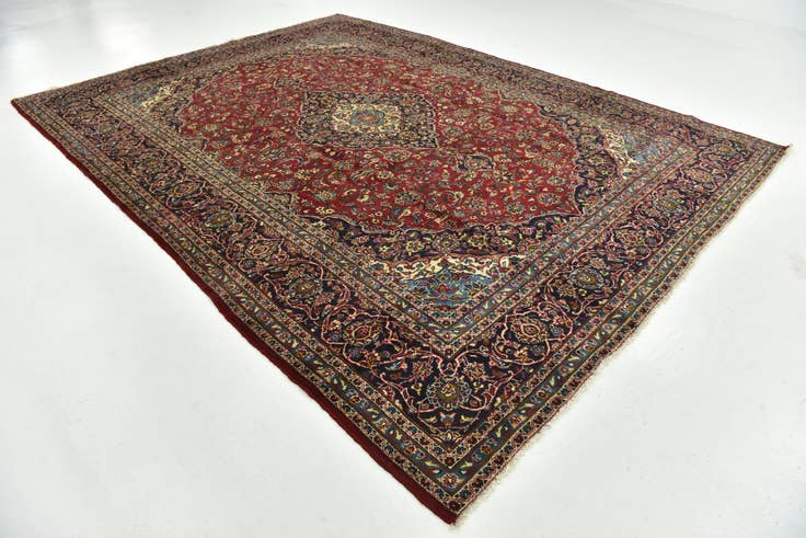 Detail image of 9' 8 x 12' 10 Hand Knotted Kashan Persian Wool Rug