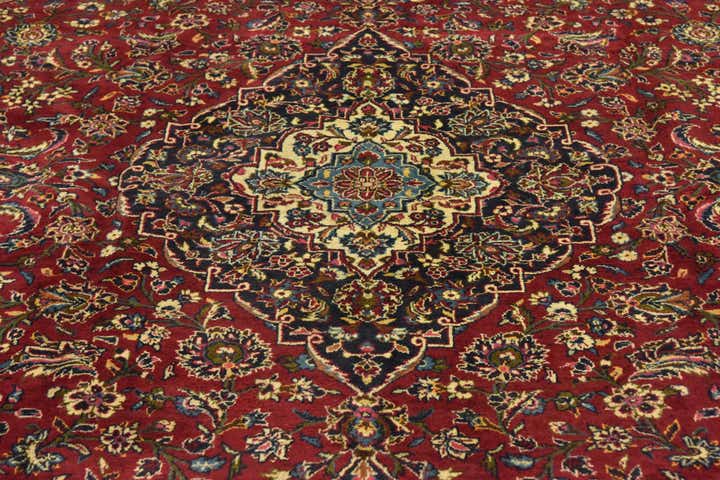 9' 8 x 12' 10 Hand Knotted Kashan Persian Wool Rug