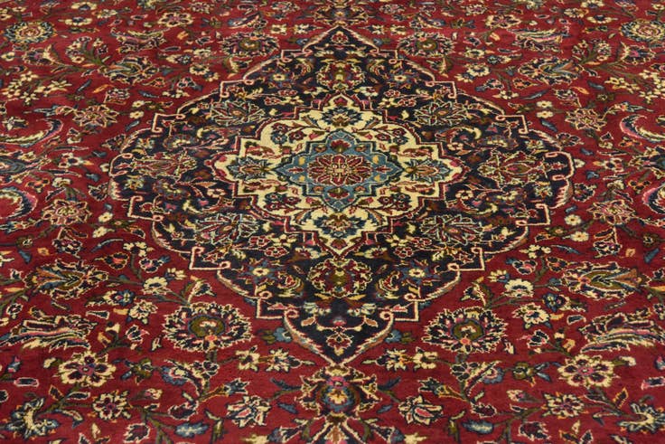 Detail image of 9' 8 x 12' 10 Hand Knotted Kashan Persian Wool Rug