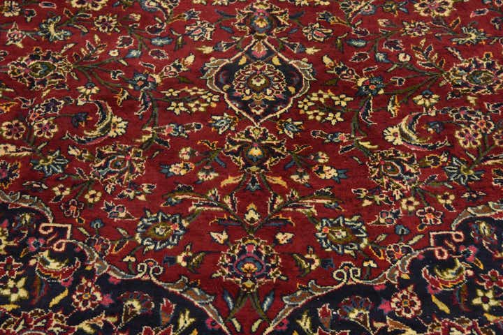 9' 8 x 12' 10 Hand Knotted Kashan Persian Wool Rug