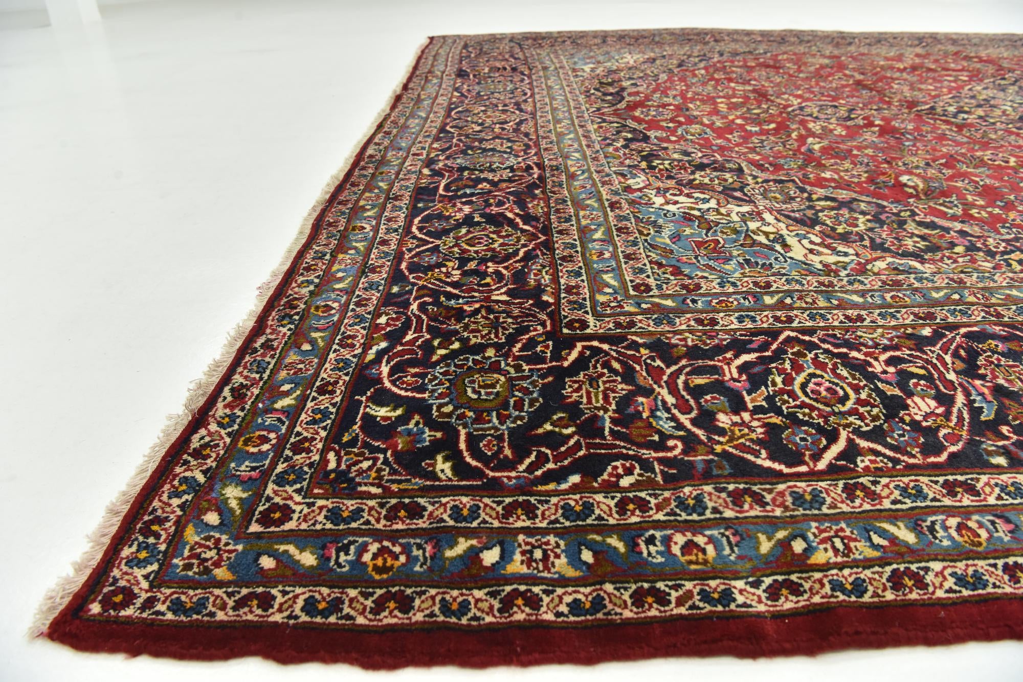 9' 8 x 12' 10 Hand Knotted Kashan Persian Wool Rug