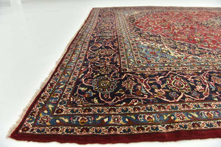 9' 8 x 12' 10 Hand Knotted Kashan Persian Wool Rug