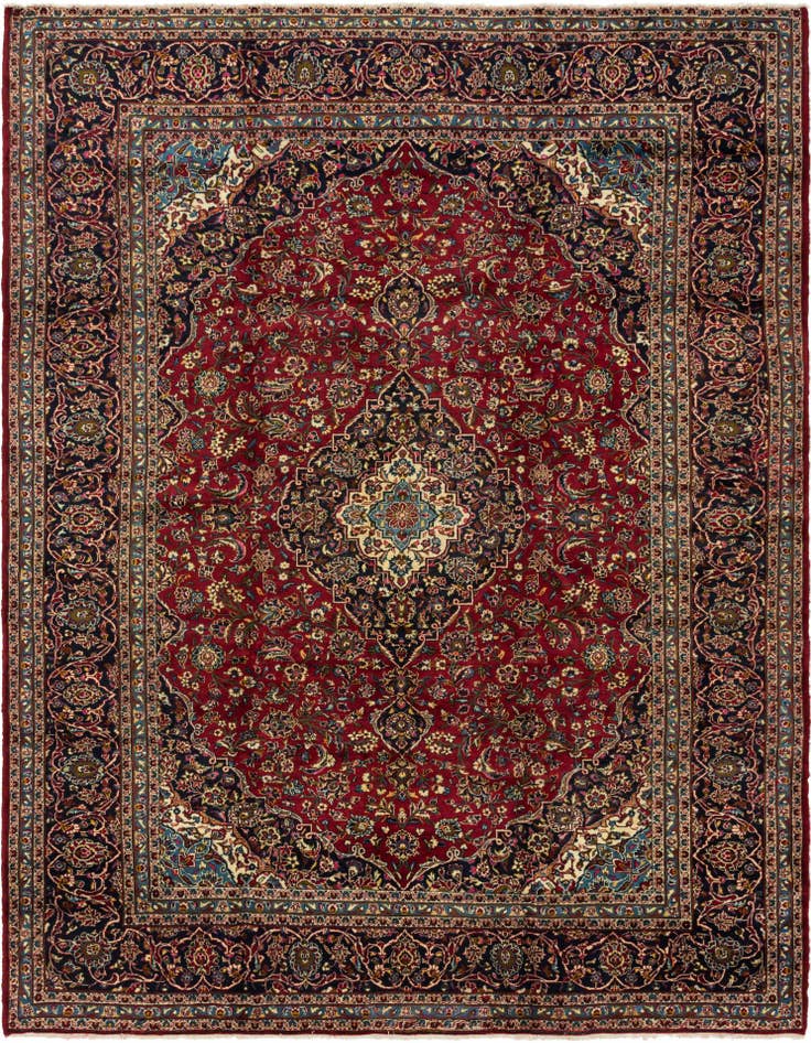 Detail image of 9' 8 x 12' 10 Hand Knotted Kashan Persian Wool Rug