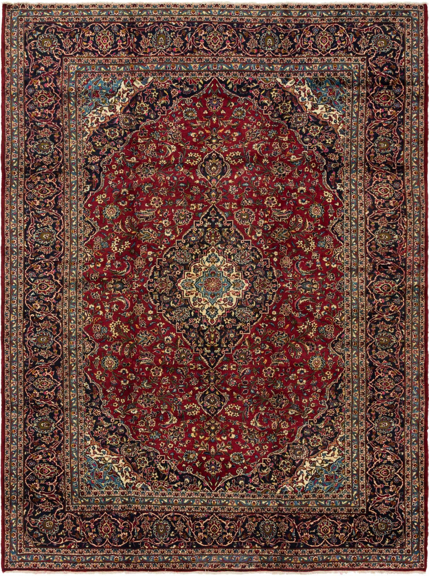 9' 8 x 12' 10 Hand Knotted Kashan Persian Wool Rug