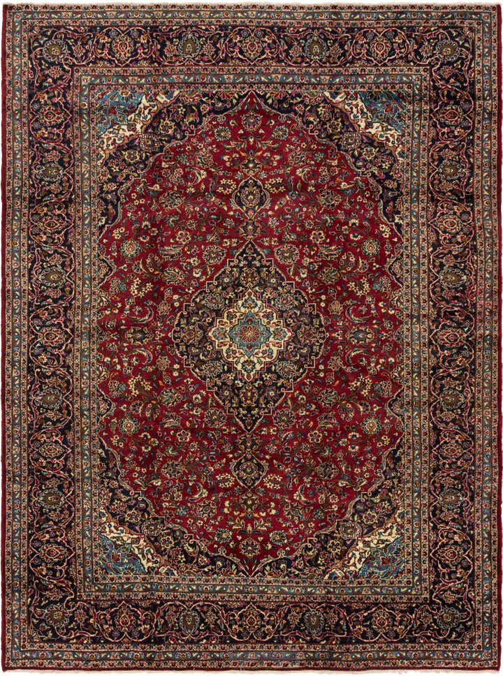 9' 8 x 12' 10 Hand Knotted Kashan Persian Wool Rug
