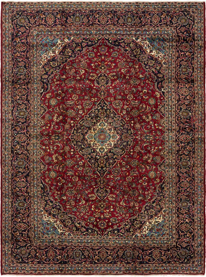 Detail image of 9' 8 x 12' 10 Hand Knotted Kashan Persian Wool Rug