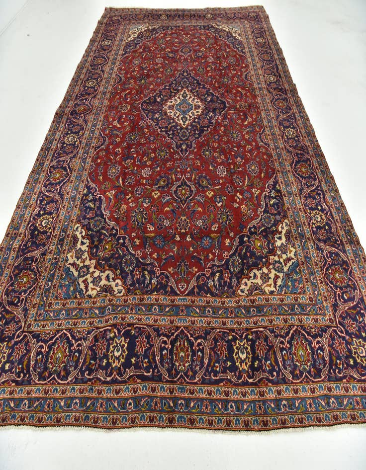 Detail image of 9' 8 x 13' 2  Hand Knotted Kashan Persian Wool Rug