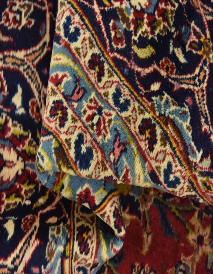 Detail image of 9' 4 x 12' 8 Hand Knotted Kashan Persian Wool Rug